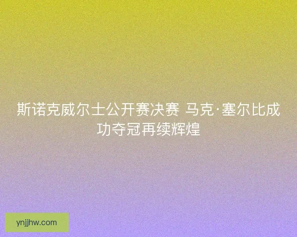 斯诺克威尔士公开赛决赛 马克·塞尔比成功夺冠再续辉煌