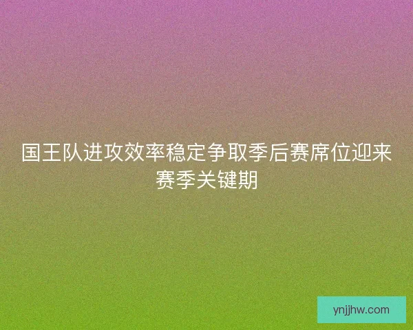 国王队进攻效率稳定争取季后赛席位迎来赛季关键期